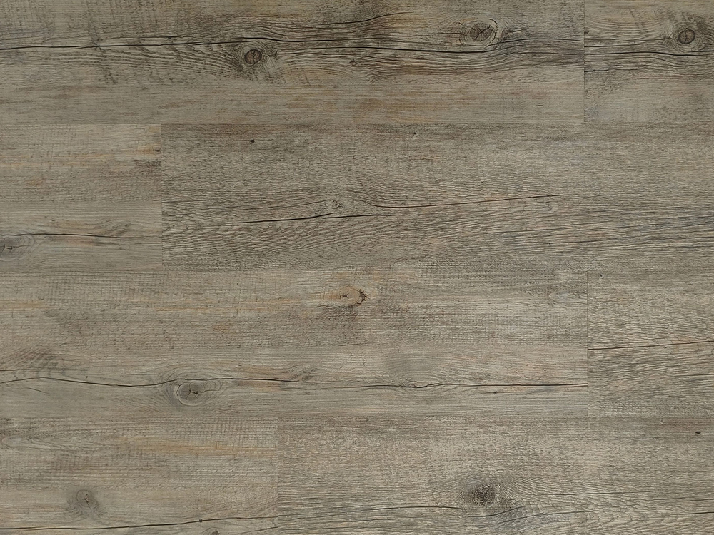 LVT-gulv lysegrå brunt trekorn 7,25×48